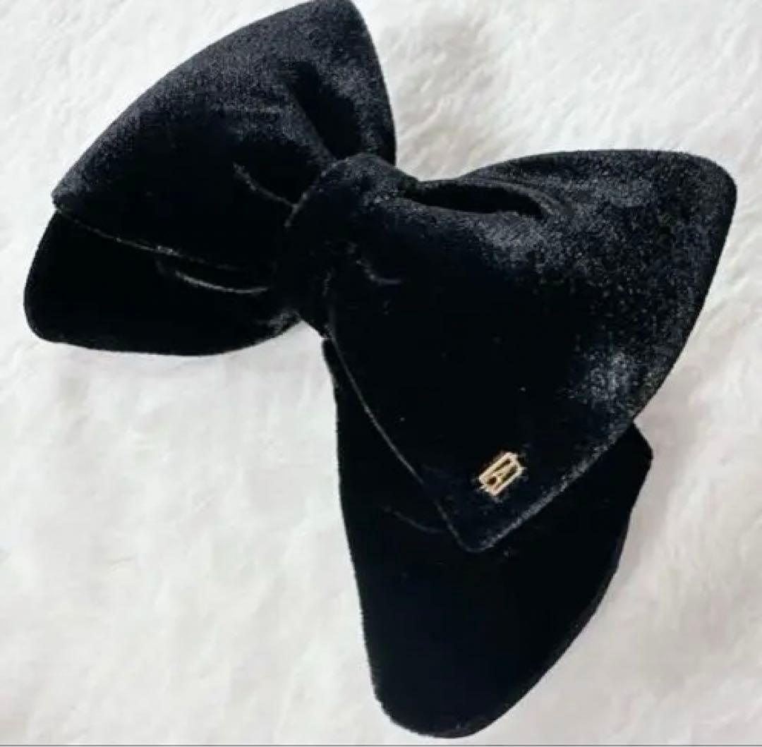 アレクサンドルドゥパリ　バレッタ　ベロア　リボン　ブラック