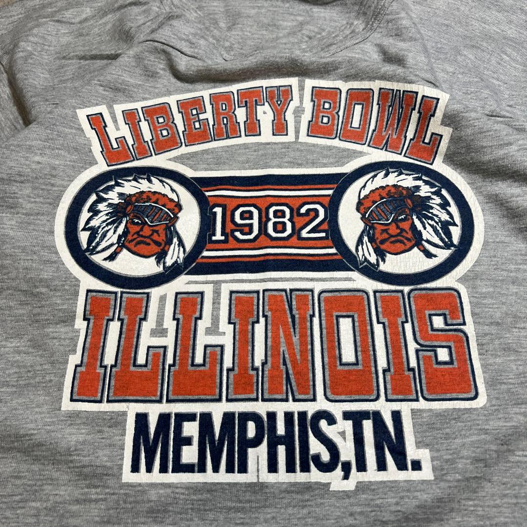 80s illinois フットボールT XL グレー USA製