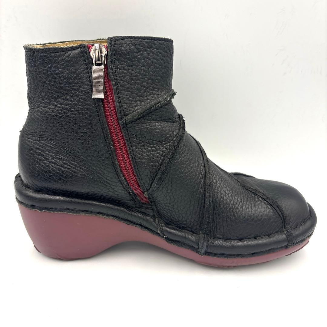 エスタシオン うずまき ショートブーツ【M】23cm ブラック サイドジップ