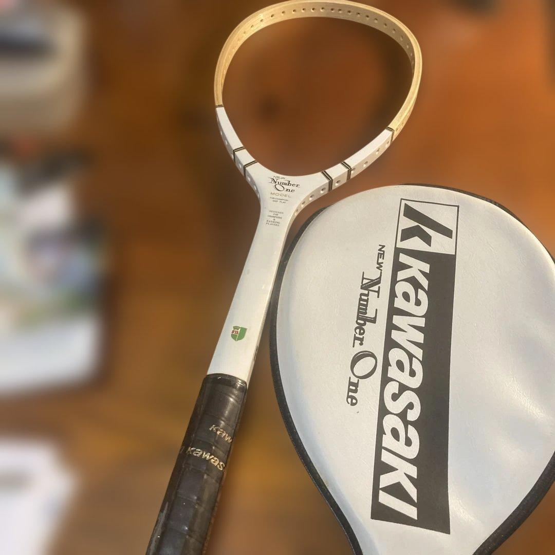 軟式テニスラケットカバー付き　伝統のウッドnewNUMBERONE