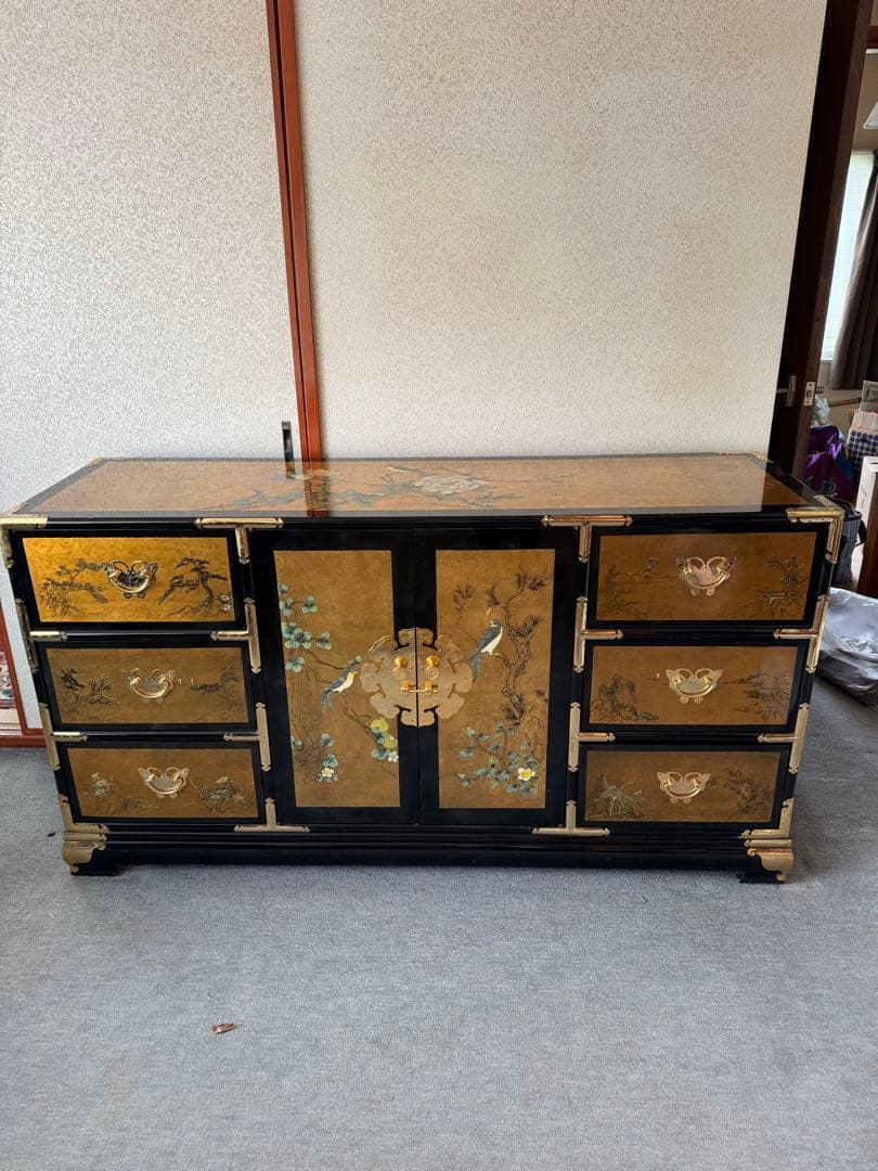 加賀友禅 和ダンス 和簞笥 金箔装飾 伝統工芸品