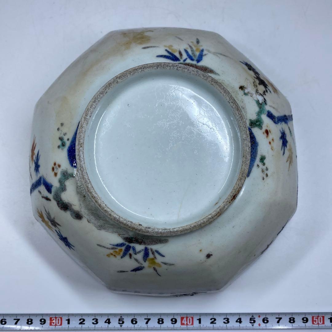 専用　江戸中期　柿右衛門八角鉢　幅約21.5㎝　東Y7-0312③タカチ