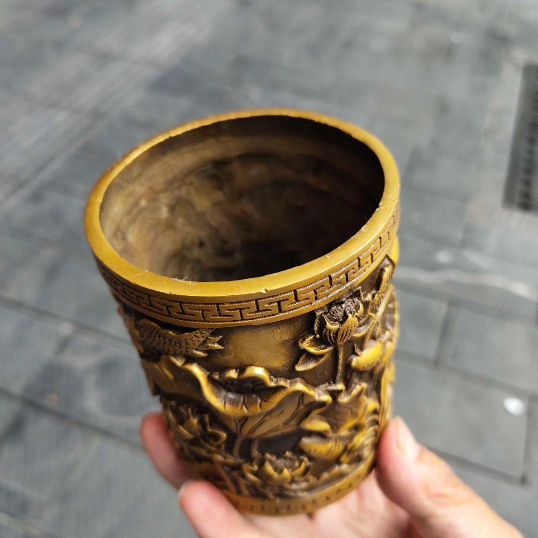 銅器 筆箱 文房具 蓮花筆箱 装飾品 工芸品 置物