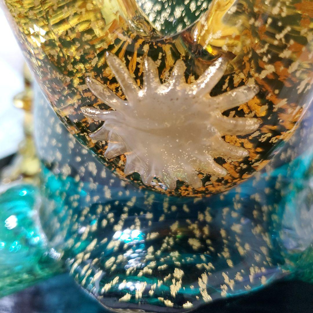 マルティグラス　義山飾り兜　台付き　ガラス細工