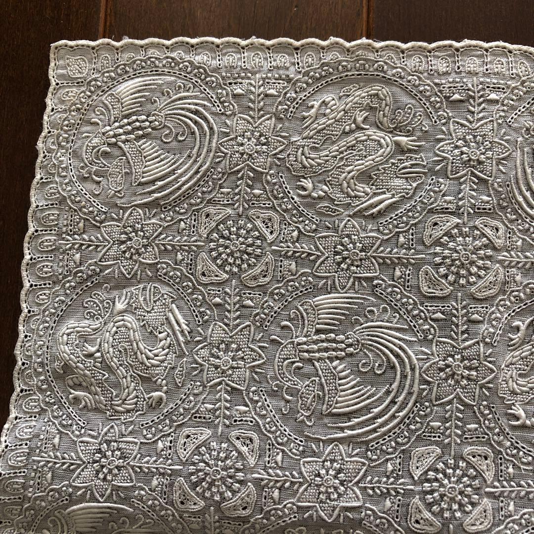未使用　スワトウ　ハンカチ　龍　鳳凰　汕頭　刺繍　SWATOW