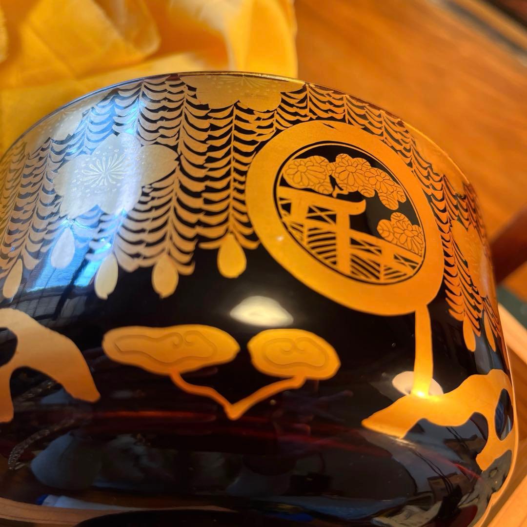 Ａ913 木製輪島塗　枝垂桜蒔絵　時代物　盃洗　1対　（合わせ箱付）