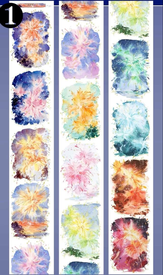 【B1】海外　10m巻　PET/貝殻光マスキングテープ　背景系/装飾系/動物系