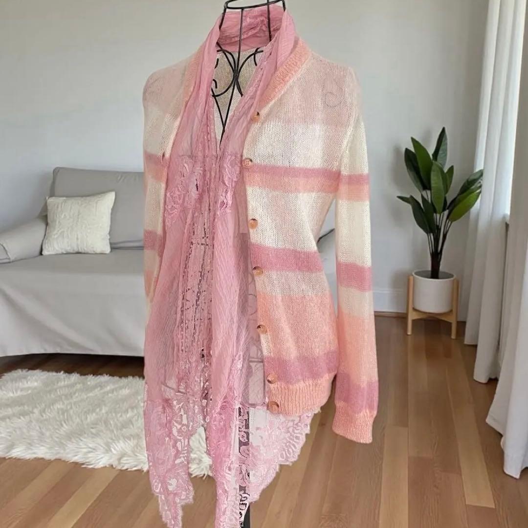 ERMANNO SCERVINO モヘヤ混ニット　カーディガン ストール一ピンク