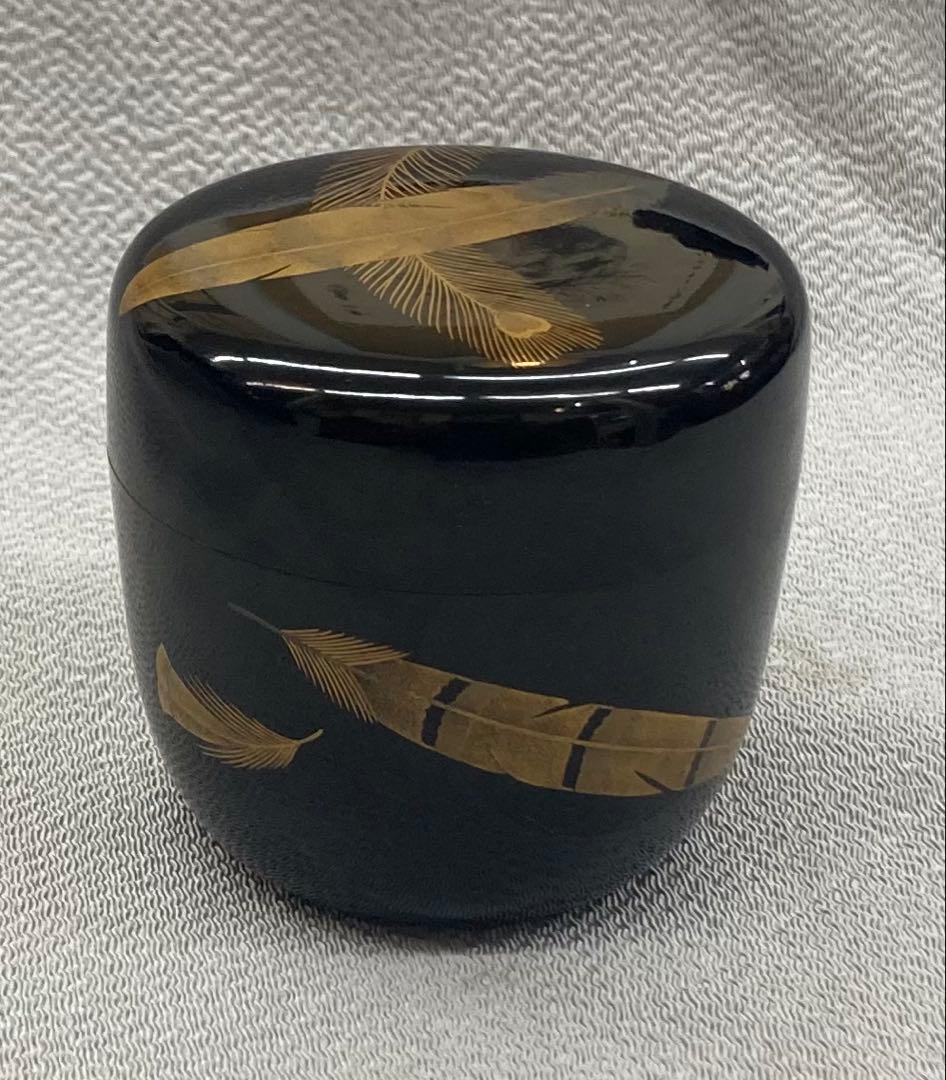 B549b 羽根蒔絵 大棗　作者不詳　研出蒔絵　共箱(作者名書付無し)