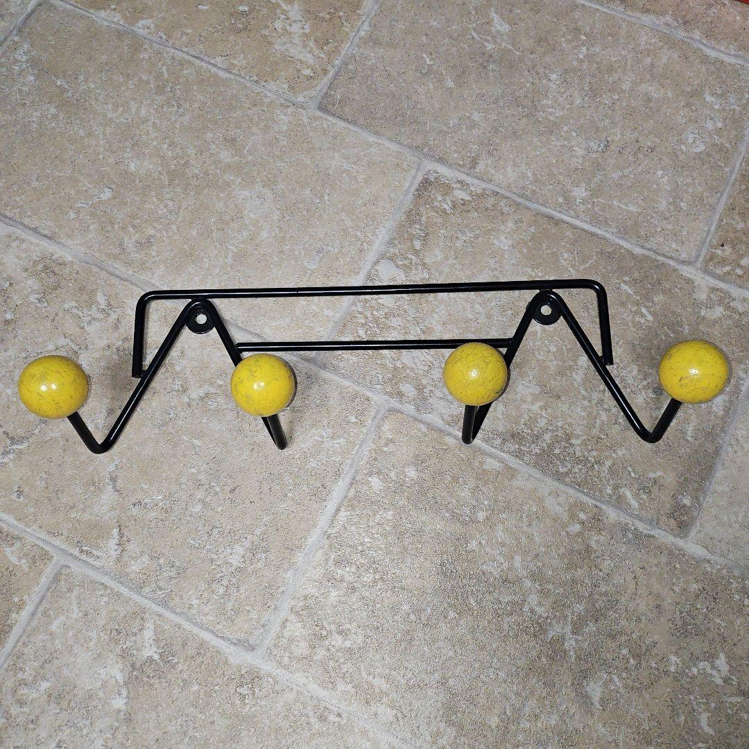 アンティーク モダン 1960S ヴィンテージ コートラック ウォールフック 黄