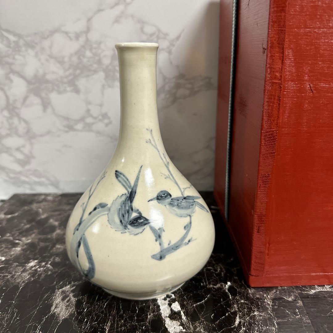 李朝、分院窯、花鳥図、完品！箱。