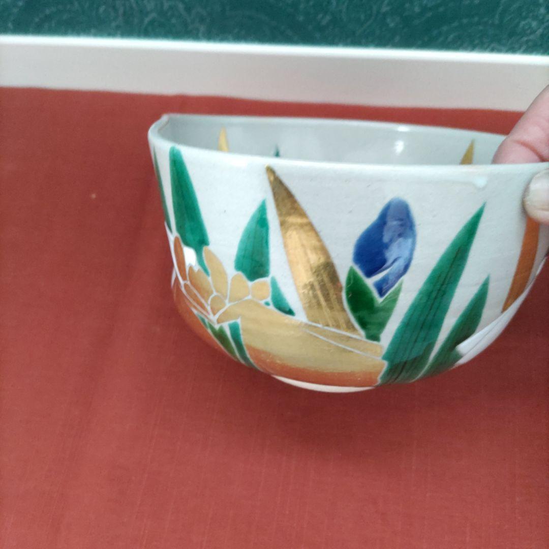 ★値下げ更新❗️茶道具　菓子鉢 　通次阿山造　色絵花菖蒲