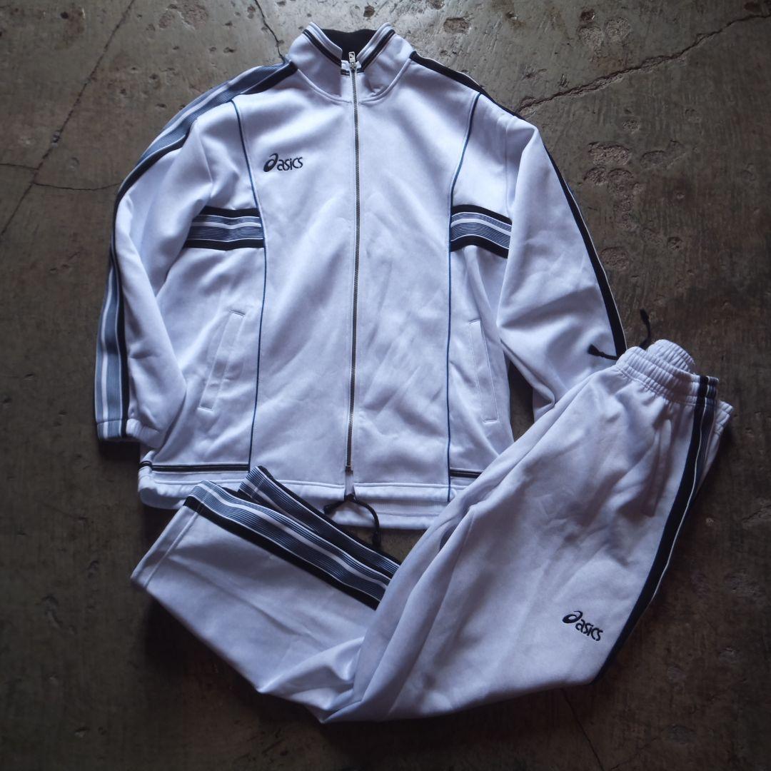 asics アッシュグレー　ジャージ上下セット　L-XL　セットアップ