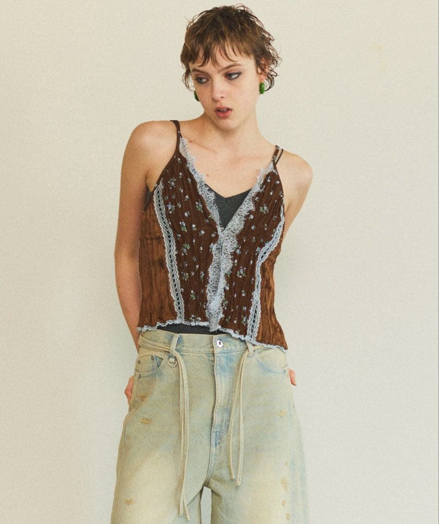 MAISON SPECIAL スモールフラワーワッシャーキャミソール