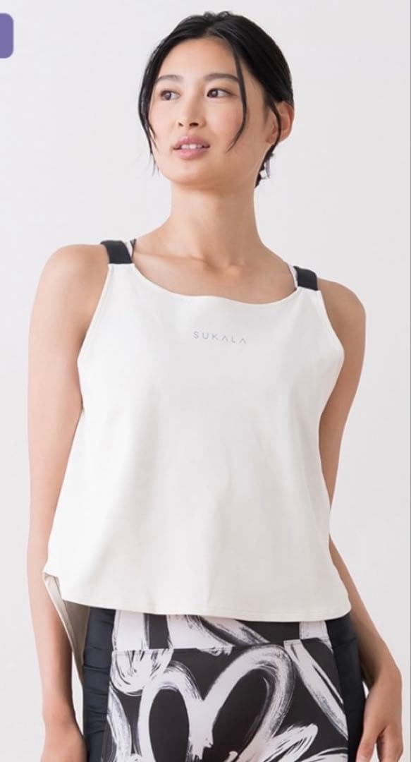 スカーラ　ハートプリントセパレートタンクトップ　オフホワイト　L