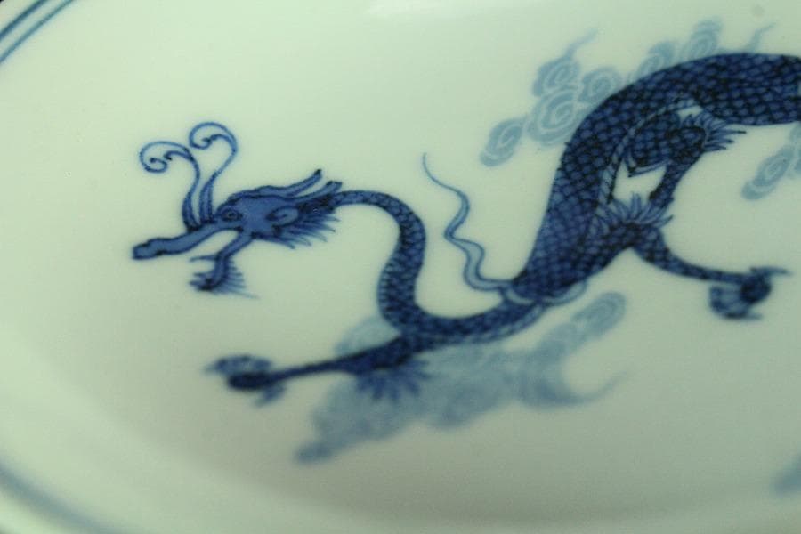 懐石料理 竹泉作 龍紋皿 五客(K-A941)