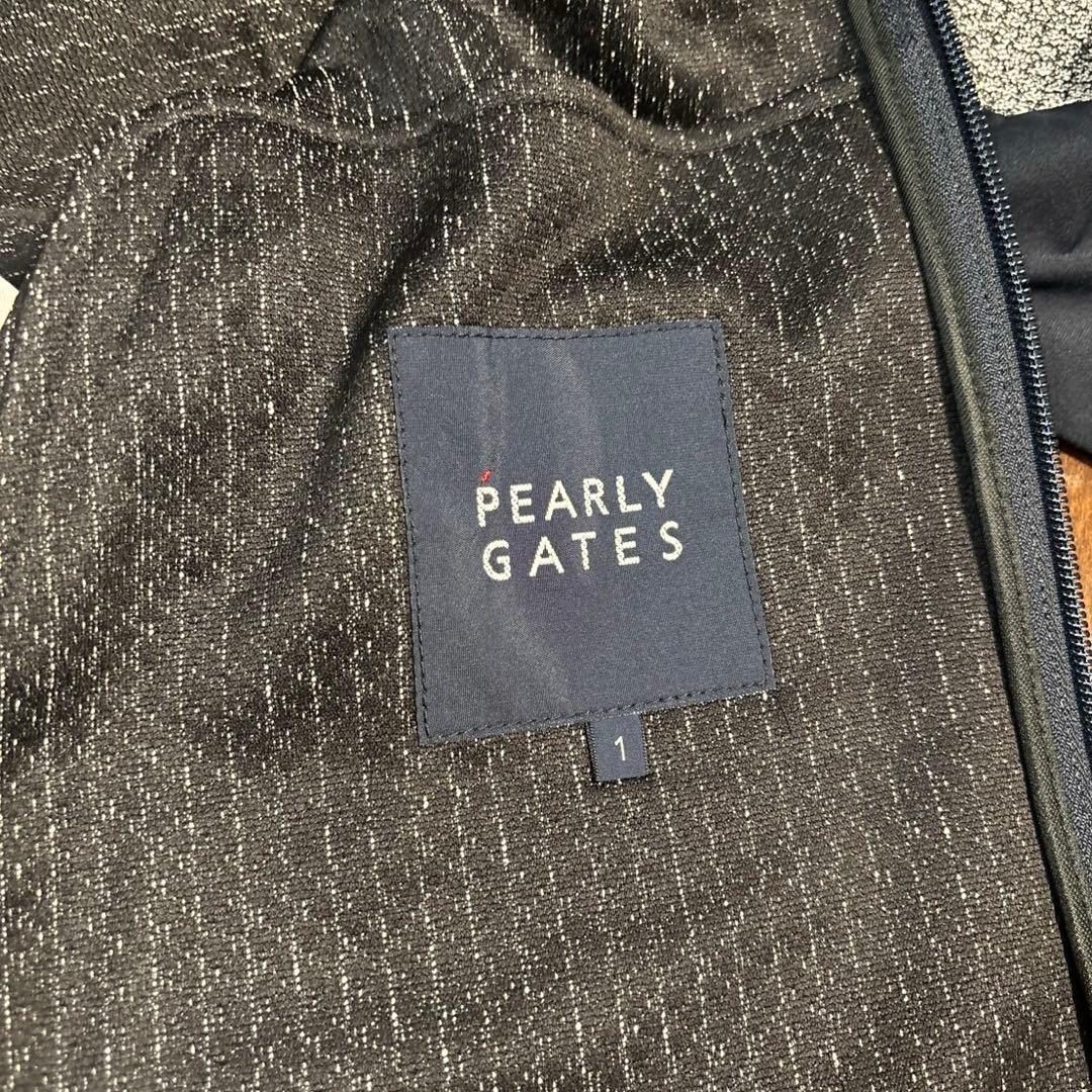 パーリーゲイツダイヤニットジャガードグレー×濃紺色ジャケットサイズ1