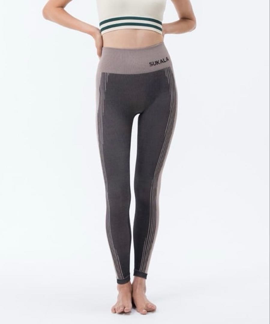 【SUKALA】シャドーストライプメランジレギンス　Mサイズ