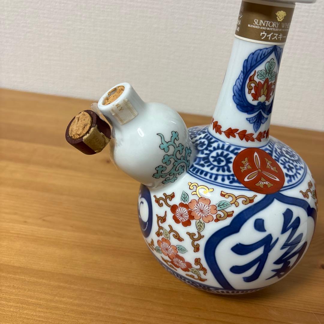 サントリー ウイスキー　有田焼　染錦福寿文乳首徳利瓶 未開栓　訳あり　コルク折れ