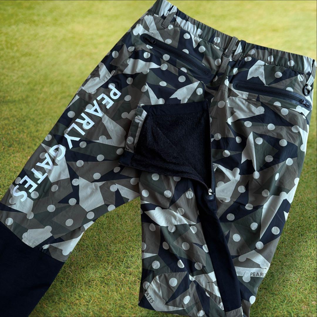 現行モデル　裏起毛　蓄熱　パーリーゲイツ　パンツ　迷彩　S〜M相当　3 黒　カモ