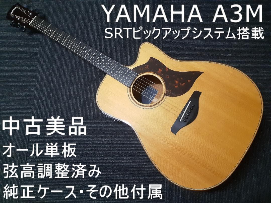 弦高調整済み YAMAHA オール単板 A3M SRT搭載 ケース/付属品あり