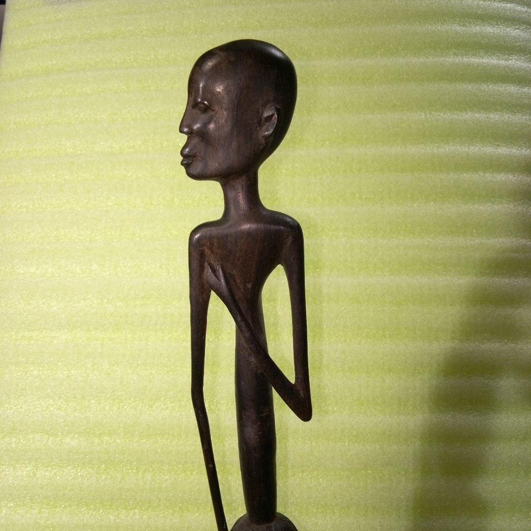 長身　木彫像　オブジェ　木製　木彫り　インテリア　置物　魔除け　厄除け　レア