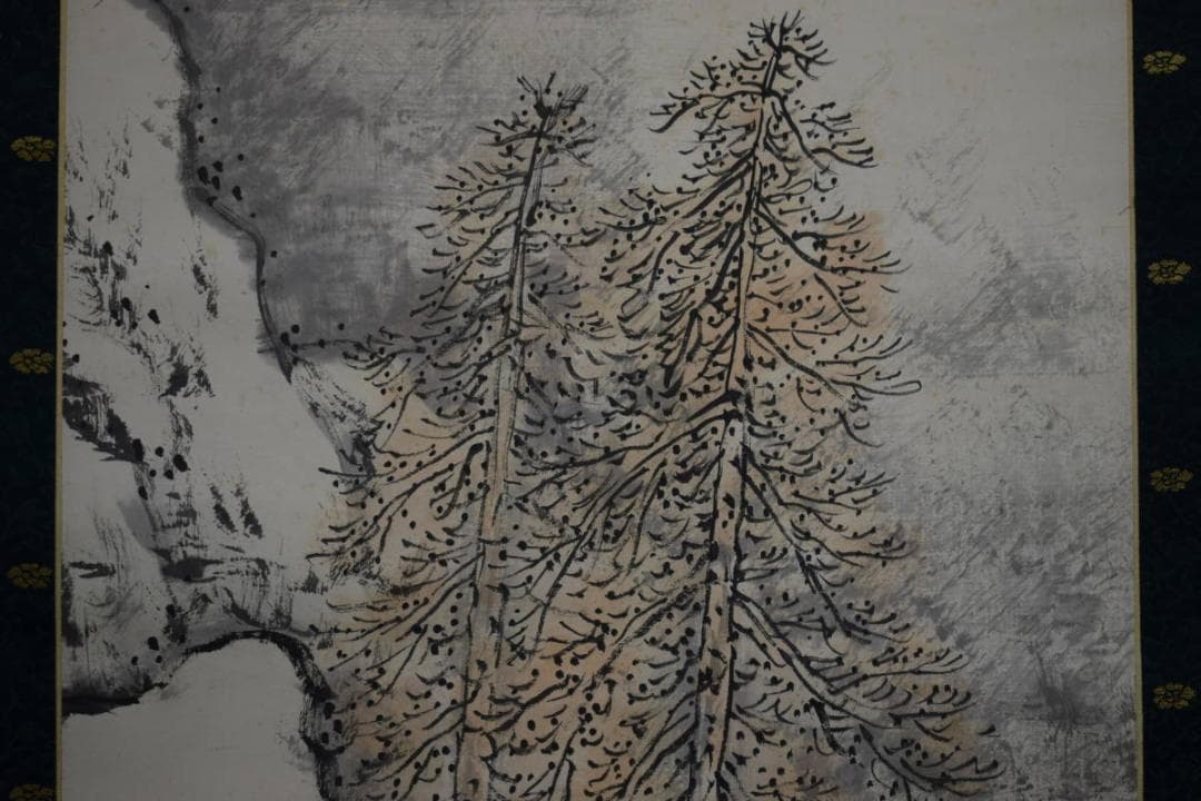 真作/野田九浦/冬景山水図/絹表装/布袋屋掛軸HH-395