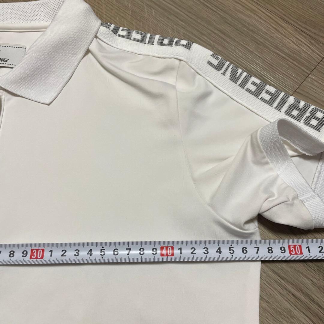 【美品】BRIEFING ブリーフィング ホワイト ポロシャツ 肩ロゴライン