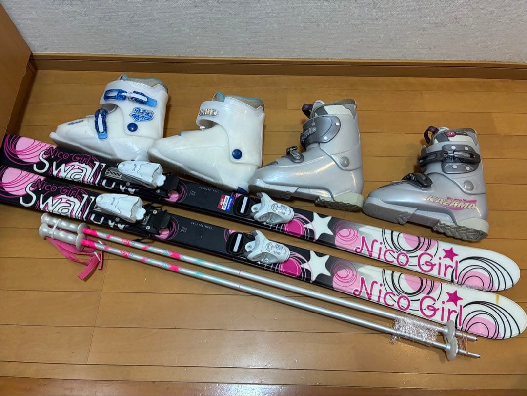 美品スキーセット板130cm靴23or24cm 125〜145cm位のお子様