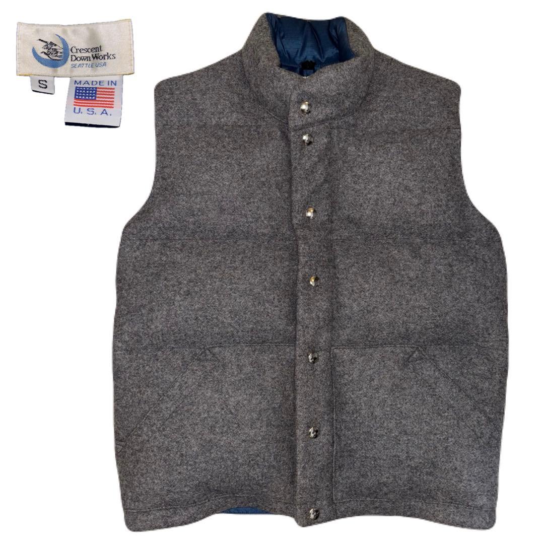 【USA製 ウール】 CRESCENT DOWN WORKS ダウンベスト S