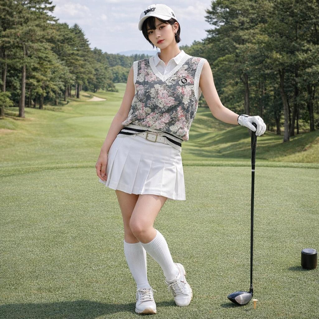 【完売品】パーリーゲイツ LIBERTY プリント Vネック ニットベスト 花柄