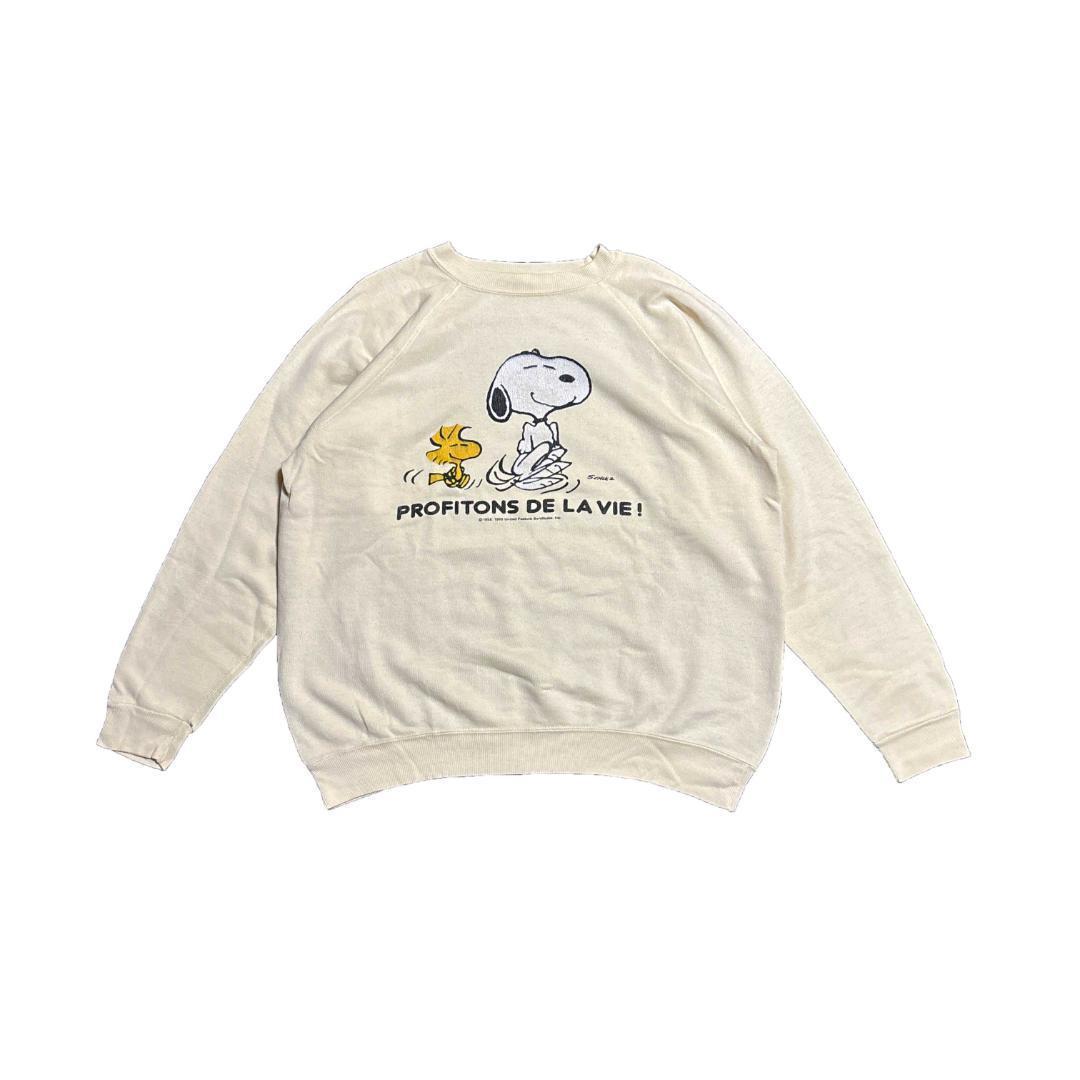〜80s SNOOPY ラグラン スウェット 薄い黄色 L〜XL ヴィンテージ