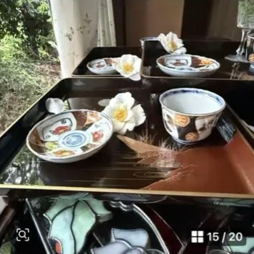 2244様感謝‼️JAPANGOZEN超絶時代蒔絵「源氏物語　須磨　明石」御膳5客