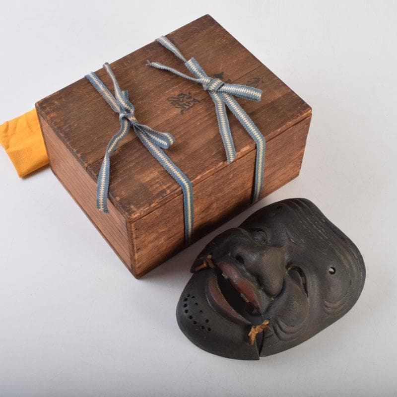 能面　能楽　雅楽　宗三郎作　銅製　翁　お面　共箱　N　9017