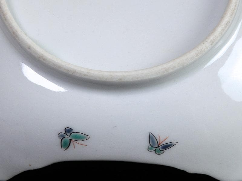 大聖寺伊万里　柿右衛門写　鳥に燕子花の図　四方皿　C669AS-BQh