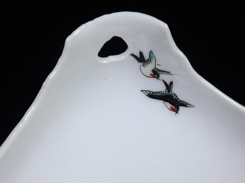 大聖寺伊万里　柿右衛門写　鳥に燕子花の図　四方皿　C669AS-BQh