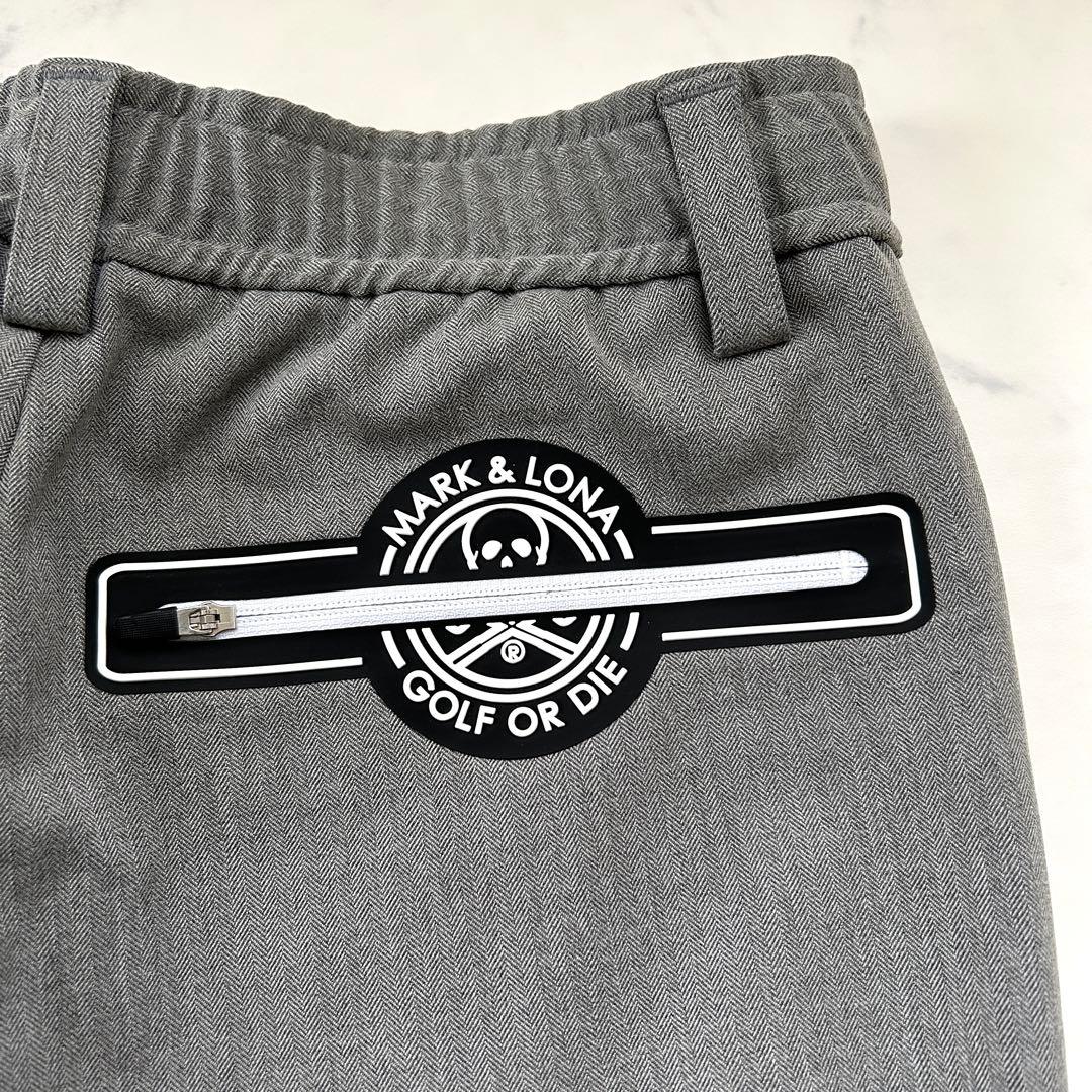 極美品 マークアンドロナ 2023年 ゴルフパンツ ラバーロゴ 裏起毛 グレー