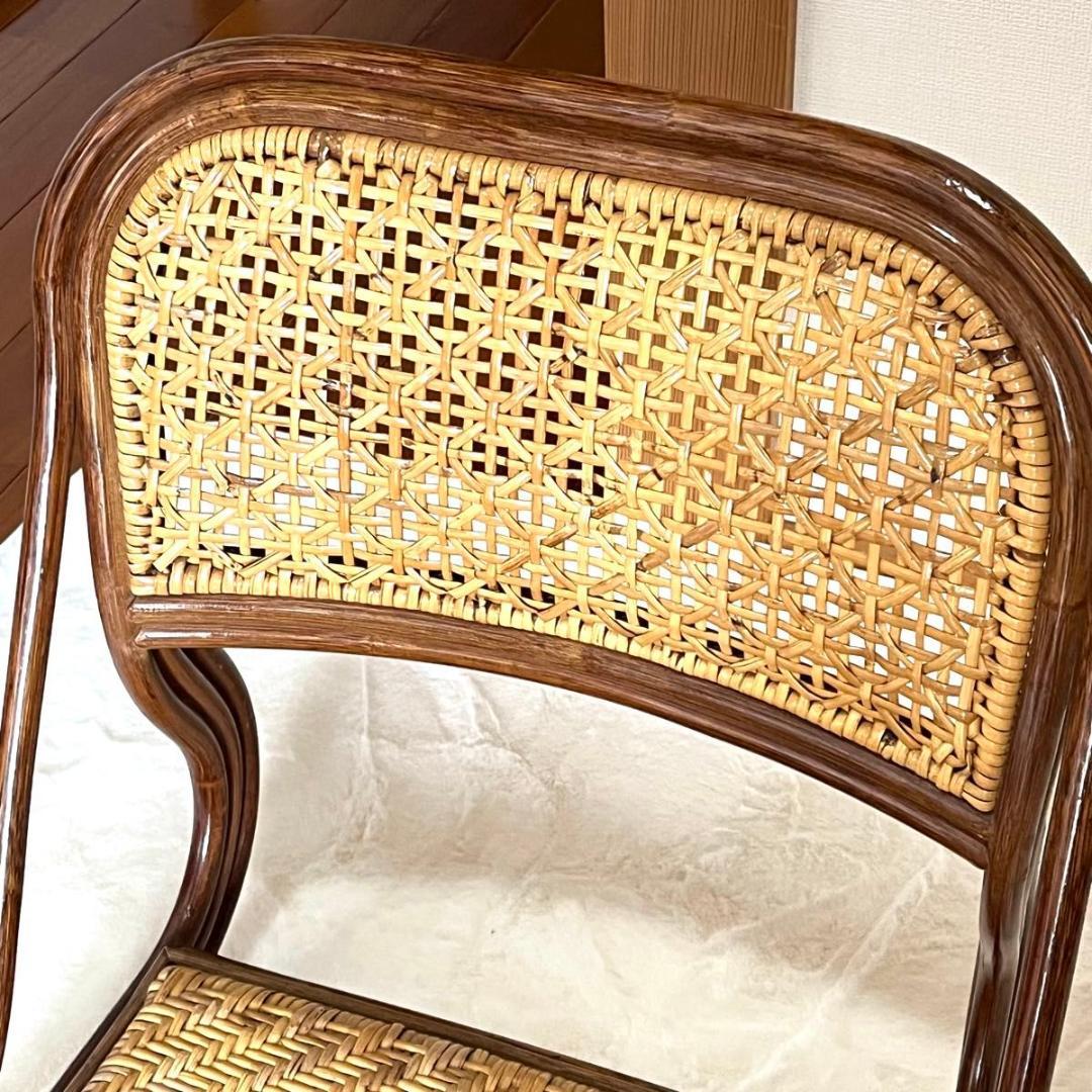 ラタン 回転座椅子 レトロ　ヴィンテージ　ラタンチェア　ロータイプ　2脚セット