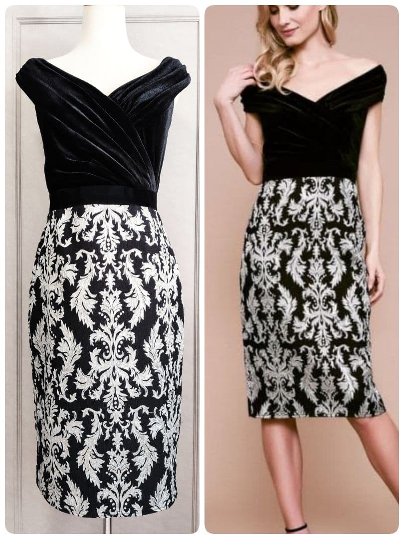 【TADASHI SHOJI】ベルベット×ジャガード ワンピース ドレス☆