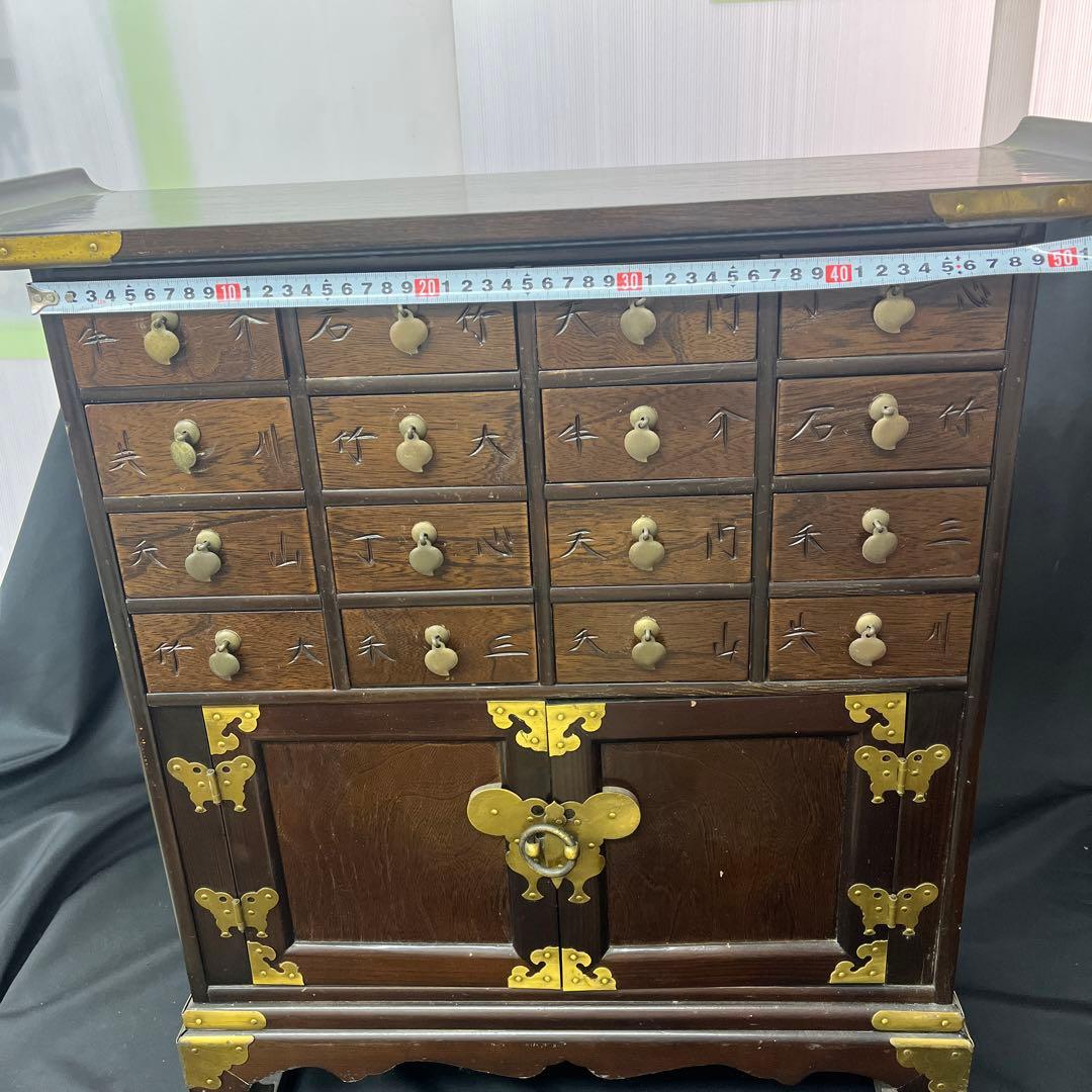 桃*郎様 李朝家具　ヤクジャン　薬箪笥　小引き出し　彫文字　飾り金具　ヂェスト