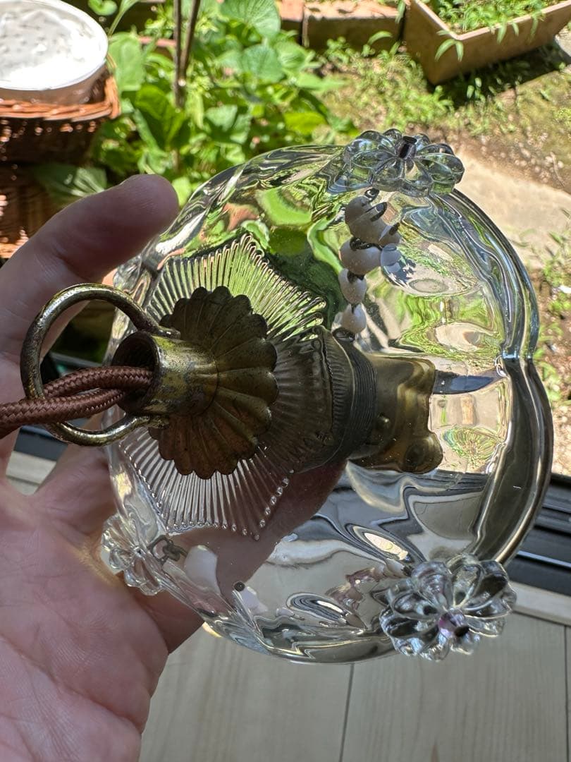 20's フランス アンティーク ピンクムラーノガラスの可愛いミニシャンデリア＊