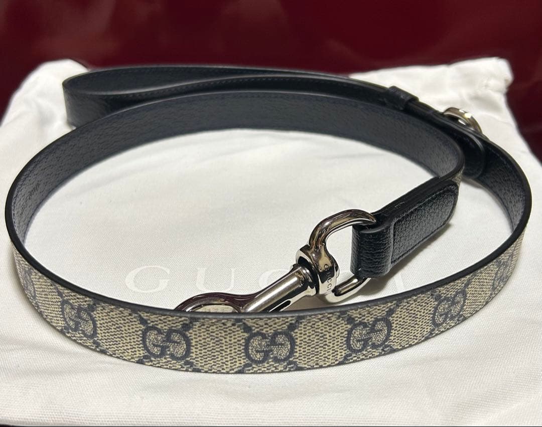 新品 未使用 GUCCI グッチ 小型/中型ペット用リード ベージュブルー