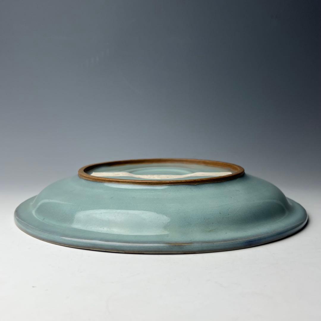優美 鈞窯 天藍釉紫斑大盤 北宋至金 桐箱付 中国美術 古玩