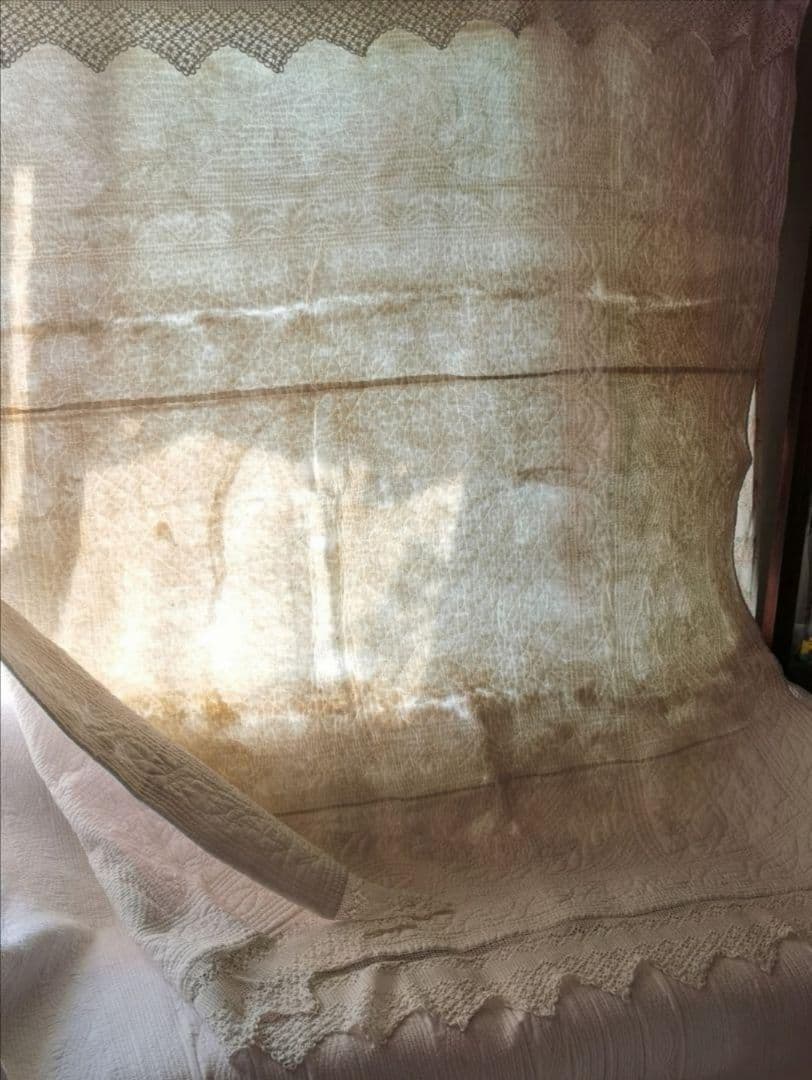 フレンチ アンティーク ブティ キルト ハンドステッチ ホワイト クロシェレース