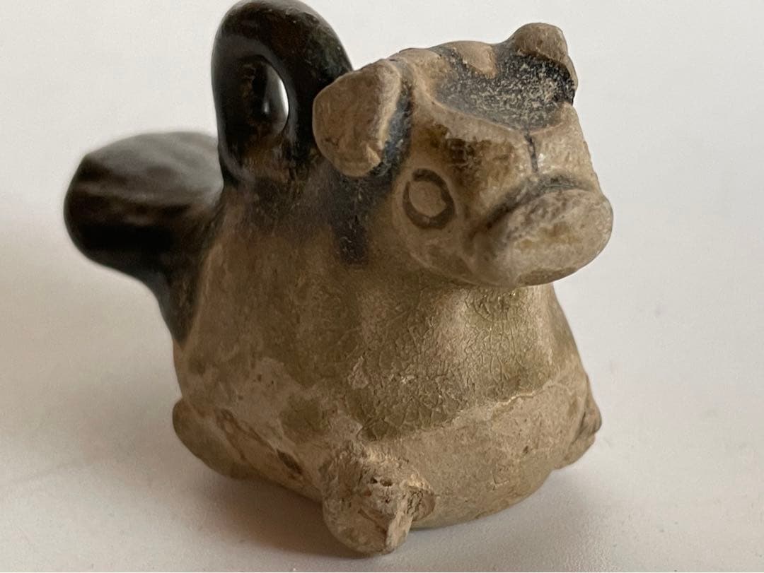 骨董　アンティーク　長沙窯　獣形玩具　犬　文鎮　土人形　民芸　民藝　発掘品