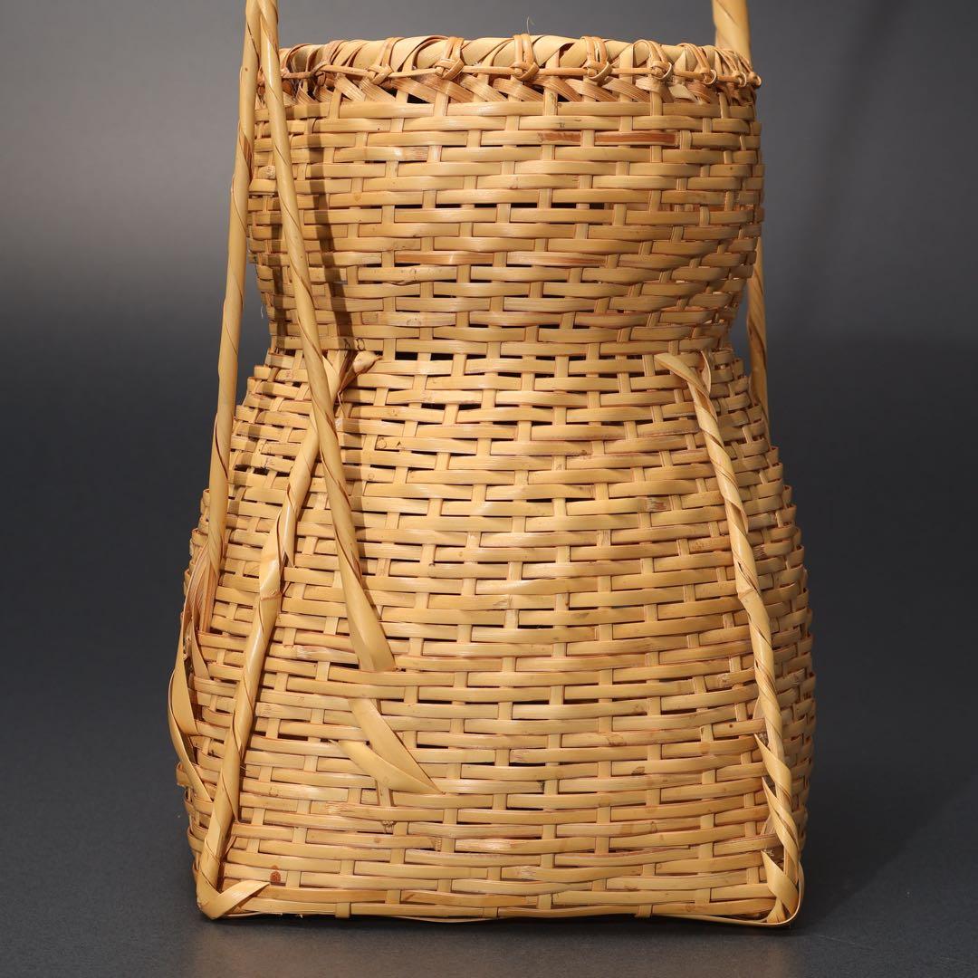 花入　花籠　即中斎好　方円籠　伝統工芸有馬籠　昭竹斎　共箱　R1499ラ