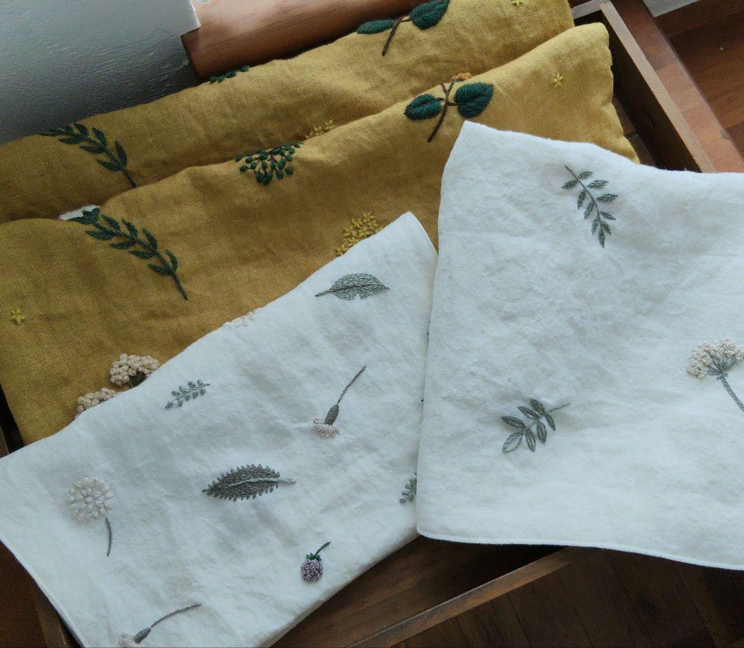 【りん様オーダー専用ページ】リネン刺繍　クッションカバー　マルチクロス