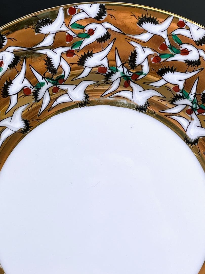 【希少】九谷焼 1000クレーン 鶴 カップ ソーサー 2プレート セット