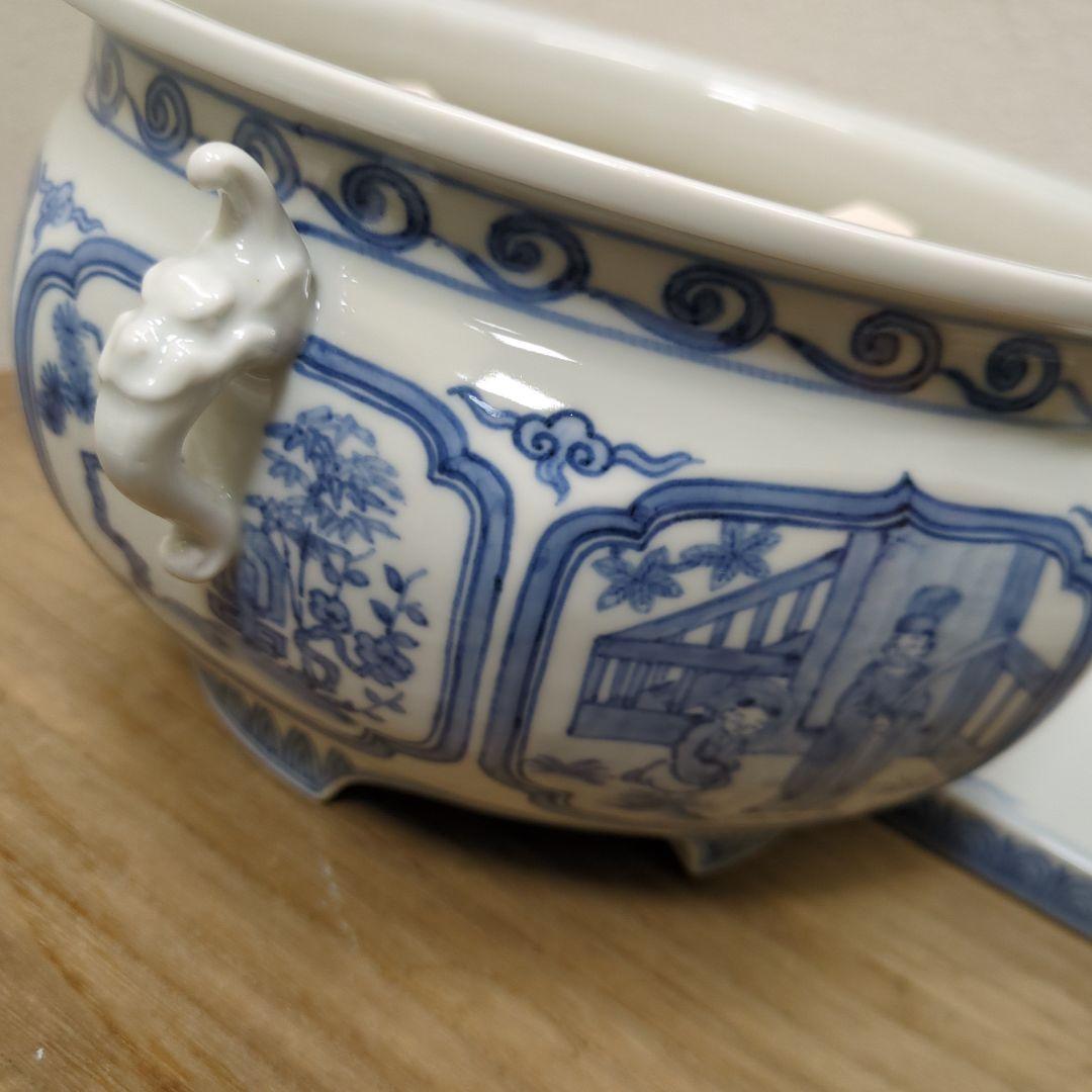 瓶掛　青白磁 　灰　五徳　敷板付き　茶道具　煎茶道具　火鉢