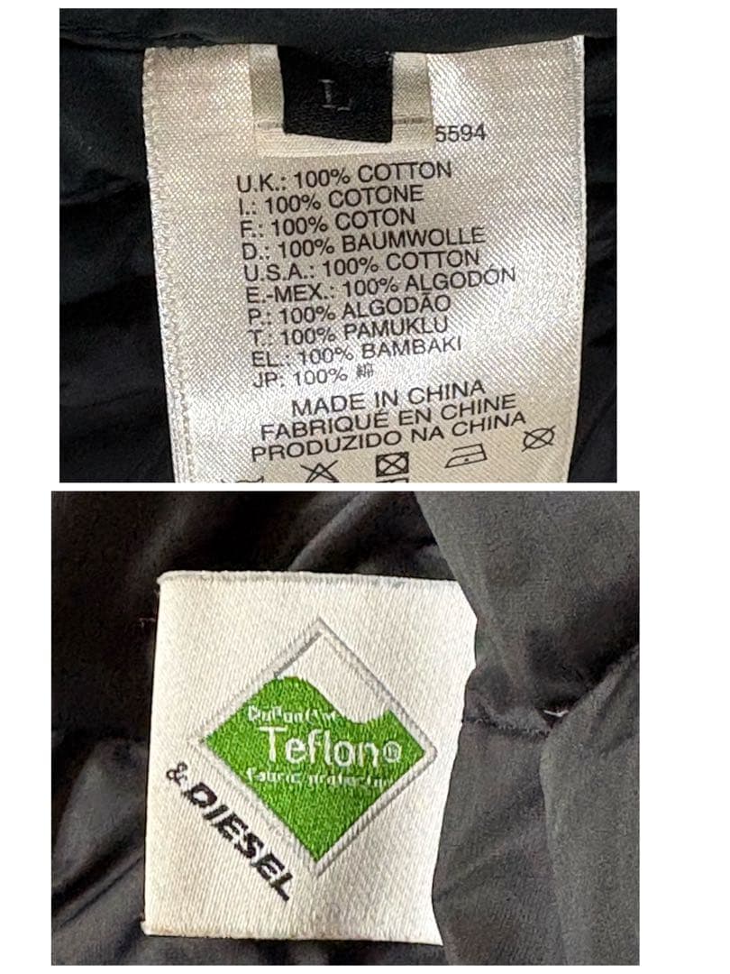 DIESEL ダウンコート　ジャケット　ブラック　エルボパッチ　L